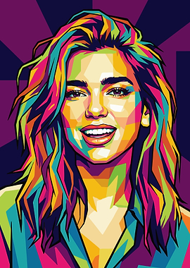 Colorful Pop Art Portrait of Dua Lipa