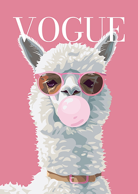 Llama Vogue Cover with Bubble Gum