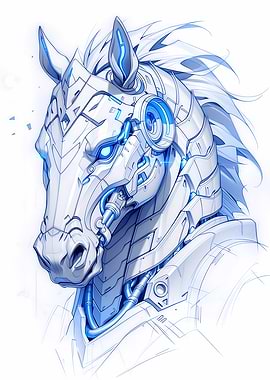 Cyberpunk Robotic Horse Head