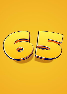 Number 65 in 3D Yellow