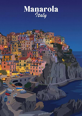 Manarola, Italy at Dusk