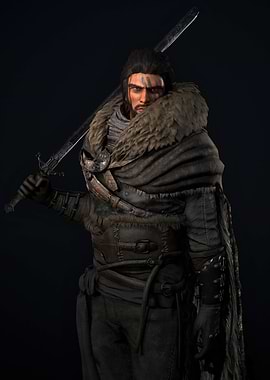 Warrior with Sword and Fur
