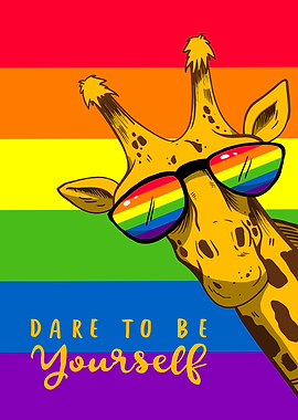 Giraffe with Rainbow Sunglasses