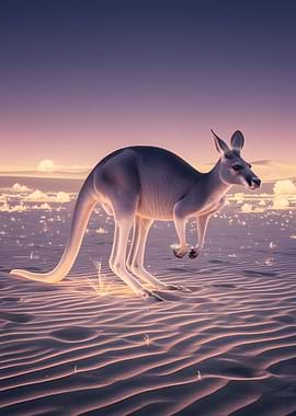 Kangaroo in a desert landscape