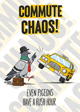 Commute Chaos Pigeon and Taxi