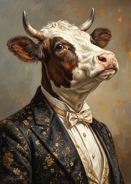 Noble Cow in Golden Tuxedo