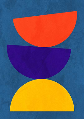 Abstract Geometric Shapes on Textured Blue Background