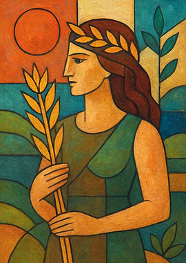 Woman with Laurel Wreath and Wheat