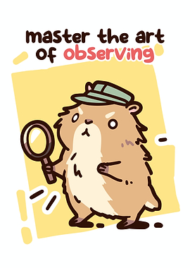 Cute Hamster Detective with Magnifying Glass