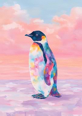 Colorful Penguin in a Dreamy Sky
