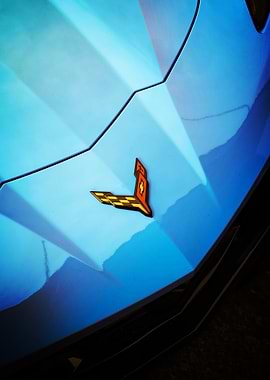 Corvette Emblem on the Hood Poster