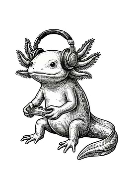 Axolotl Gamer with Headphones