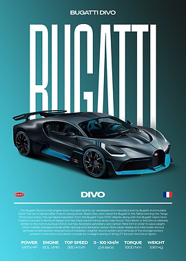 Bugatti Divo Car Poster