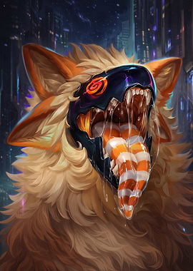 Cyberpunk Protogen with Candy Tongue