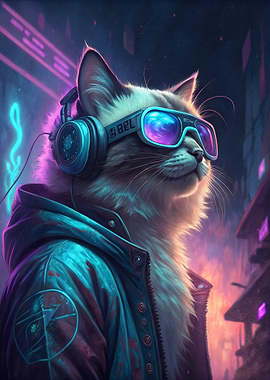 Cyberpunk Cat DJ