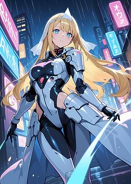 Cyberpunk Anime Girl in Neon City