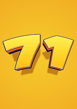 Yellow Number 71 with Shadow