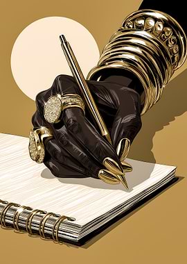 Hand Writing with Gold Jewelry