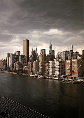 New York City Skyline Under Stormy Skies