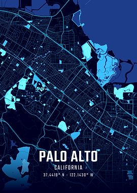Palo Alto California Midnight City Map