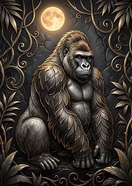 Majestic Gorilla with Golden Accents