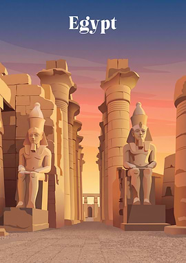 Ancient Egyptian Temple at Sunset