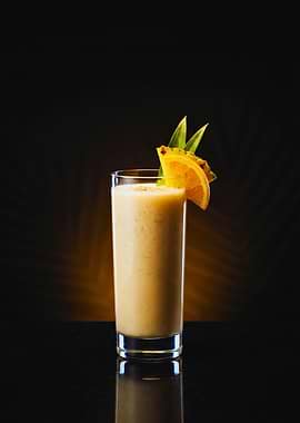 Creamy Pineapple Orange Cocktail in a Tall Highball Glass