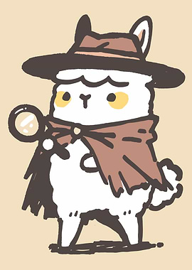 Detective Alpaca with Magnifying Glass