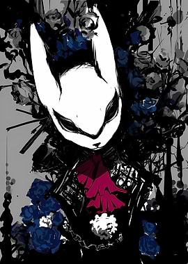 Bunny Masked Figure with Roses