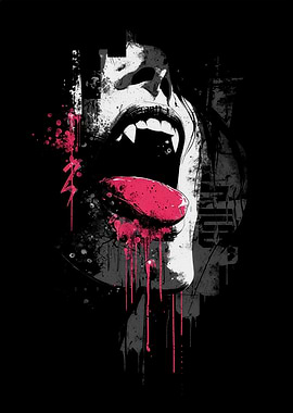 Vampire Mouth with Dripping Blood