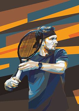 Alexander Bublik in colorful illustration