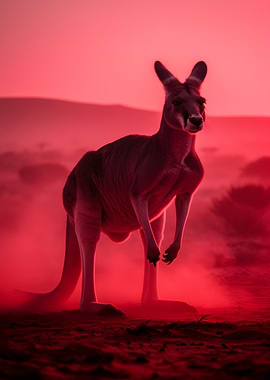 Red Kangaroo in Desert Dust