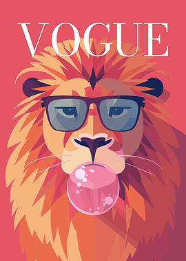 Lion with Sunglasses and Bubble Gum