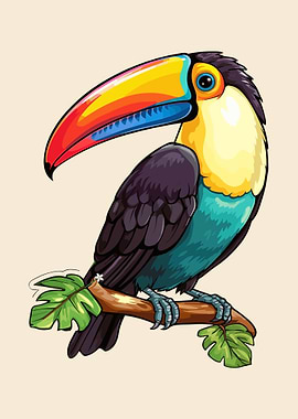 Colorful Toucan on a Branch