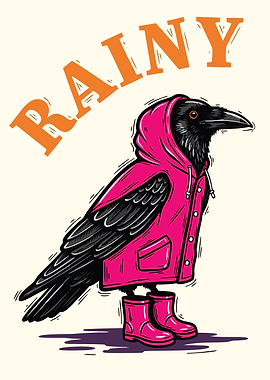 Raven in Raincoat and Boots