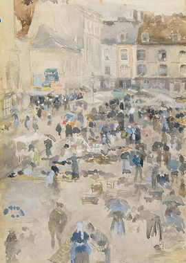 Busy Market Square Scene