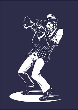 Jazz Trumpet Player Silhouette