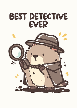 Cute Detective Animal with Magnifying Glass