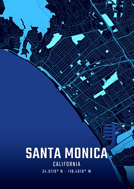 Santa Monica California Midnight City Map