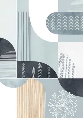 Abstract Geometric Winter Art