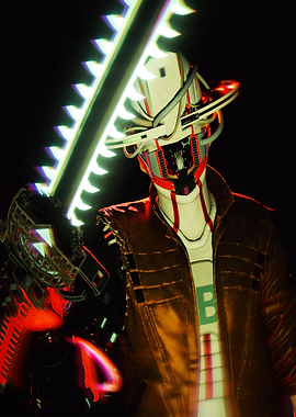 Cyberpunk Warrior with Energy Sword