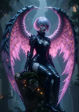 Dark Angel with Pink Wings