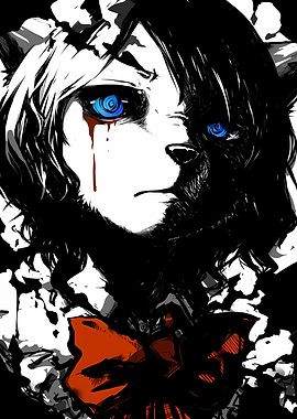 Anime Character with Blue Eyes and Red Bow