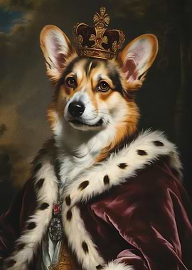Regal Corgi in Royal Attire