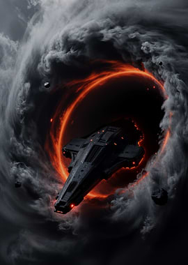 Spaceship entering a black hole