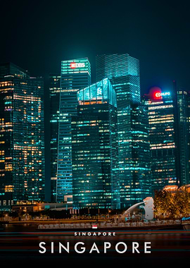 Singapore Skyline at Night