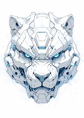Mechanical White Tiger Head