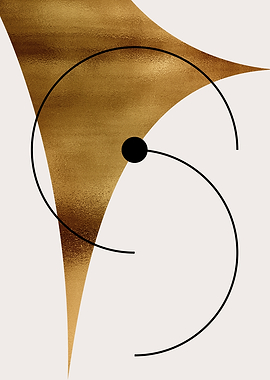 Abstract Gold Swirl with Black Circle