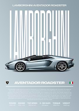 Lamborghini Aventador Roadster Car Poster
