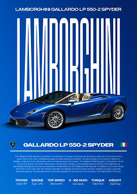 Lamborghini Gallardo LP 550-2 Spyder Car Poster